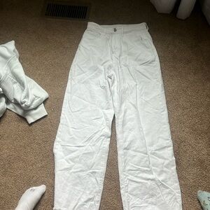 White straight leg jeans